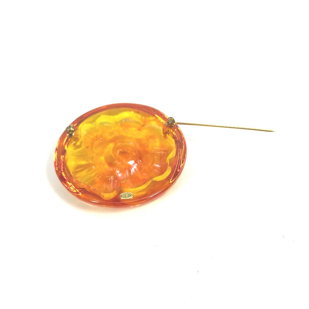 CHANEL Brand Accessory 96A Camellia Circle Brooch, Plastic, Women's, Orange