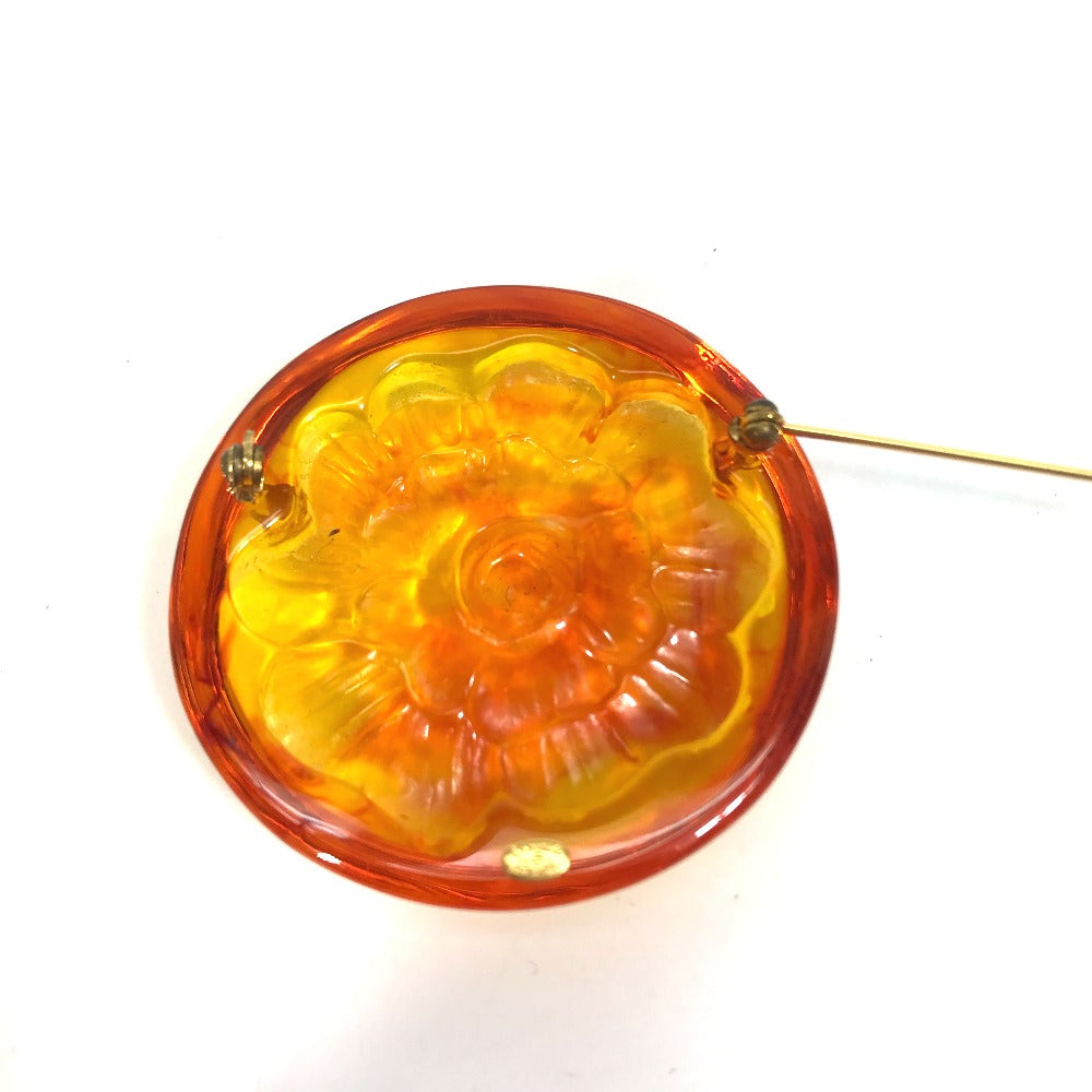 CHANEL Brand Accessory 96A Camellia Circle Brooch, Plastic, Women's, Orange
