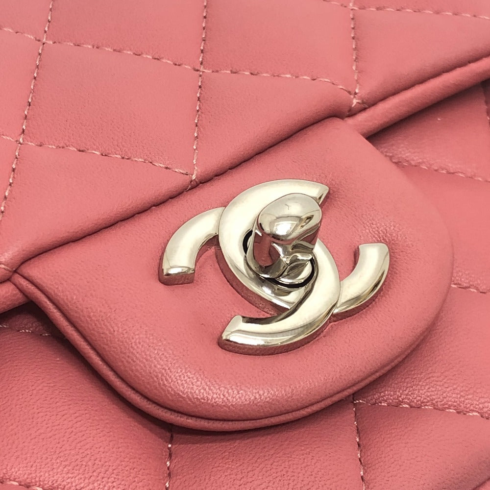 CHANEL Mini Matelasse 20 Single Chain Bag SilverHardware Shoulder Bag Lambskin Leather pink Used