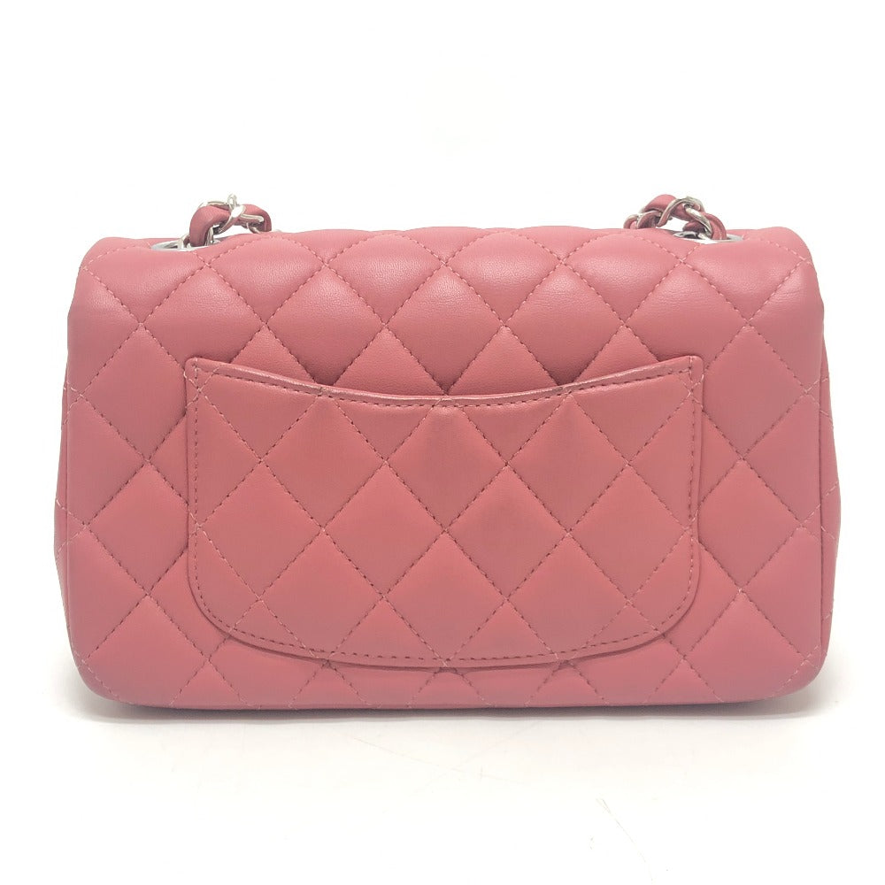 CHANEL Mini Matelasse 20 Single Chain Bag SilverHardware Shoulder Bag Lambskin Leather pink Used