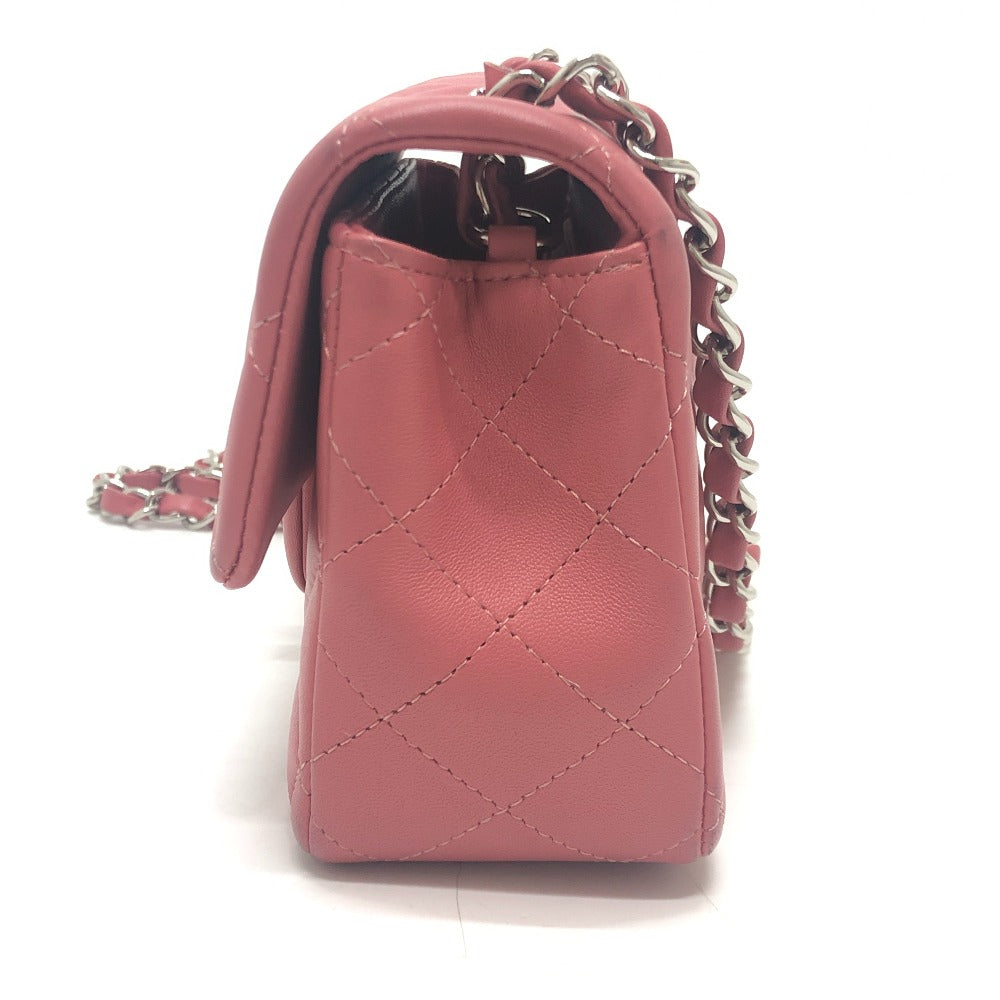CHANEL Mini Matelasse 20 Single Chain Bag SilverHardware Shoulder Bag Lambskin Leather pink Used