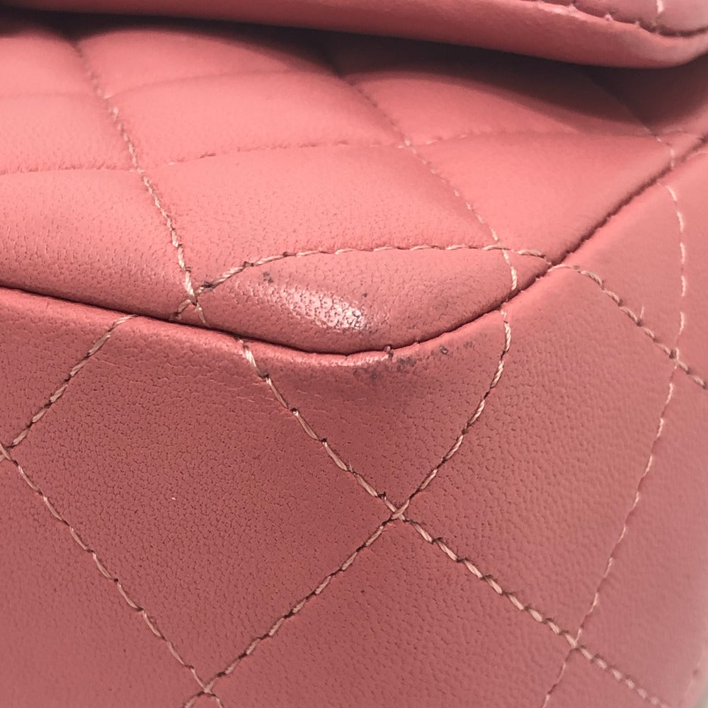 CHANEL Mini Matelasse 20 Single Chain Bag SilverHardware Shoulder Bag Lambskin Leather pink Used