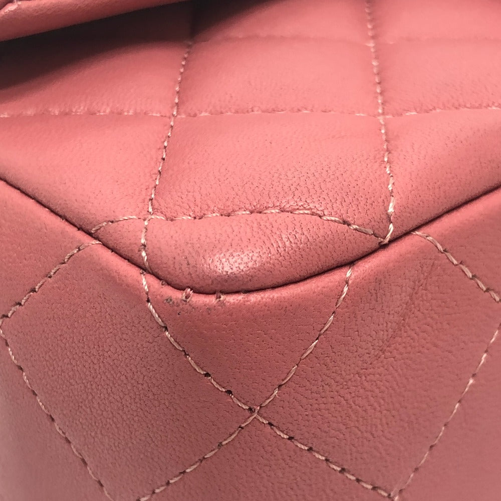 CHANEL Mini Matelasse 20 Single Chain Bag SilverHardware Shoulder Bag Lambskin Leather pink Used