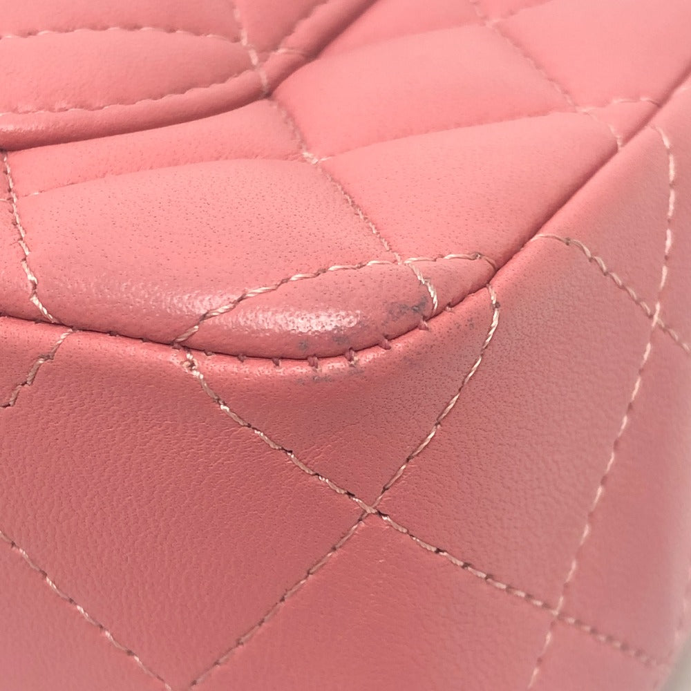 CHANEL Mini Matelasse 20 Single Chain Bag SilverHardware Shoulder Bag Lambskin Leather pink Used