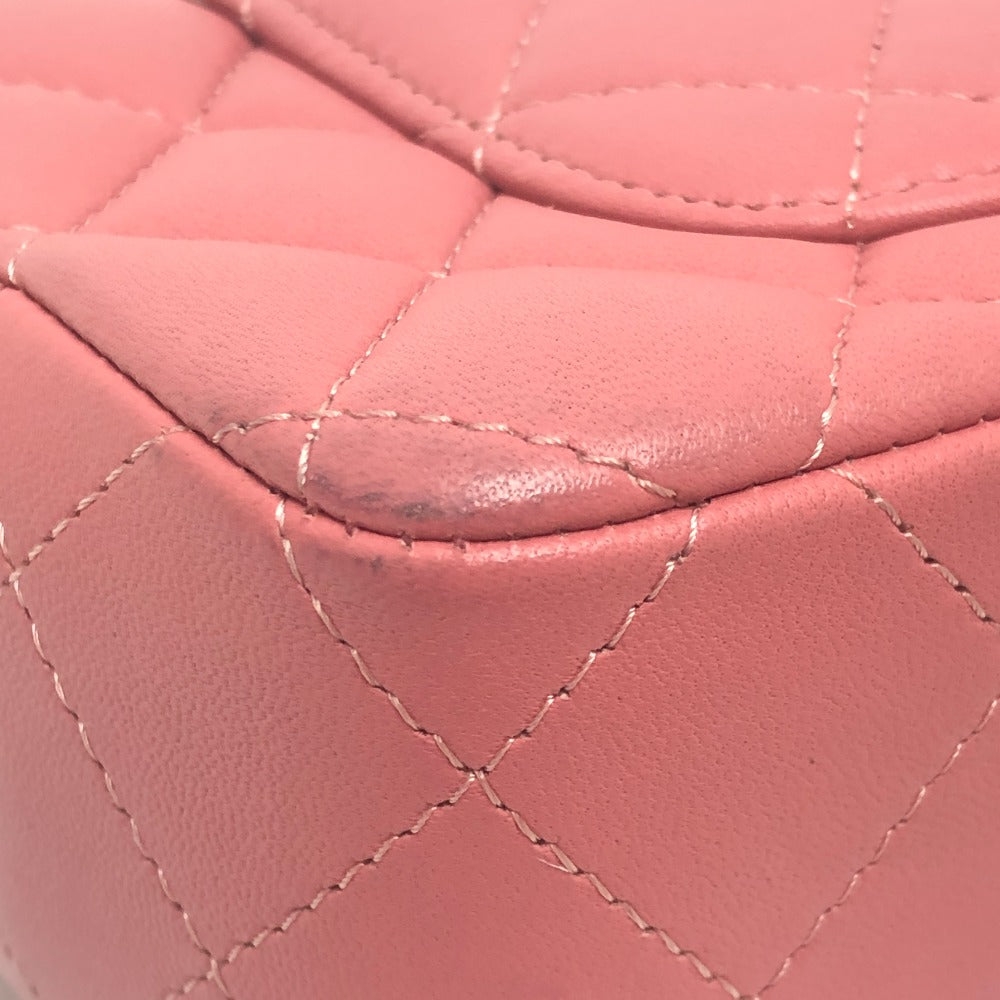 CHANEL Mini Matelasse 20 Single Chain Bag SilverHardware Shoulder Bag Lambskin Leather pink Used