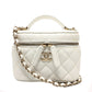 CHANEL AS3171 Coco Mark CC Vanity Bag, Chain Bag, 2-Way Handbag/Shoulder Bag, Caviar Skin, White, Women's