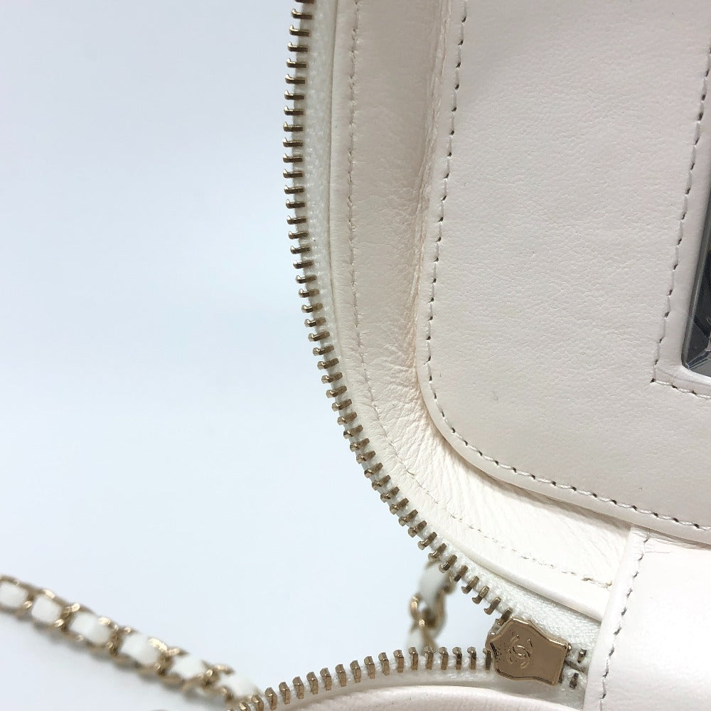CHANEL AS3171 Coco Mark CC Vanity Bag, Chain Bag, 2-Way Handbag/Shoulder Bag, Caviar Skin, White, Women's