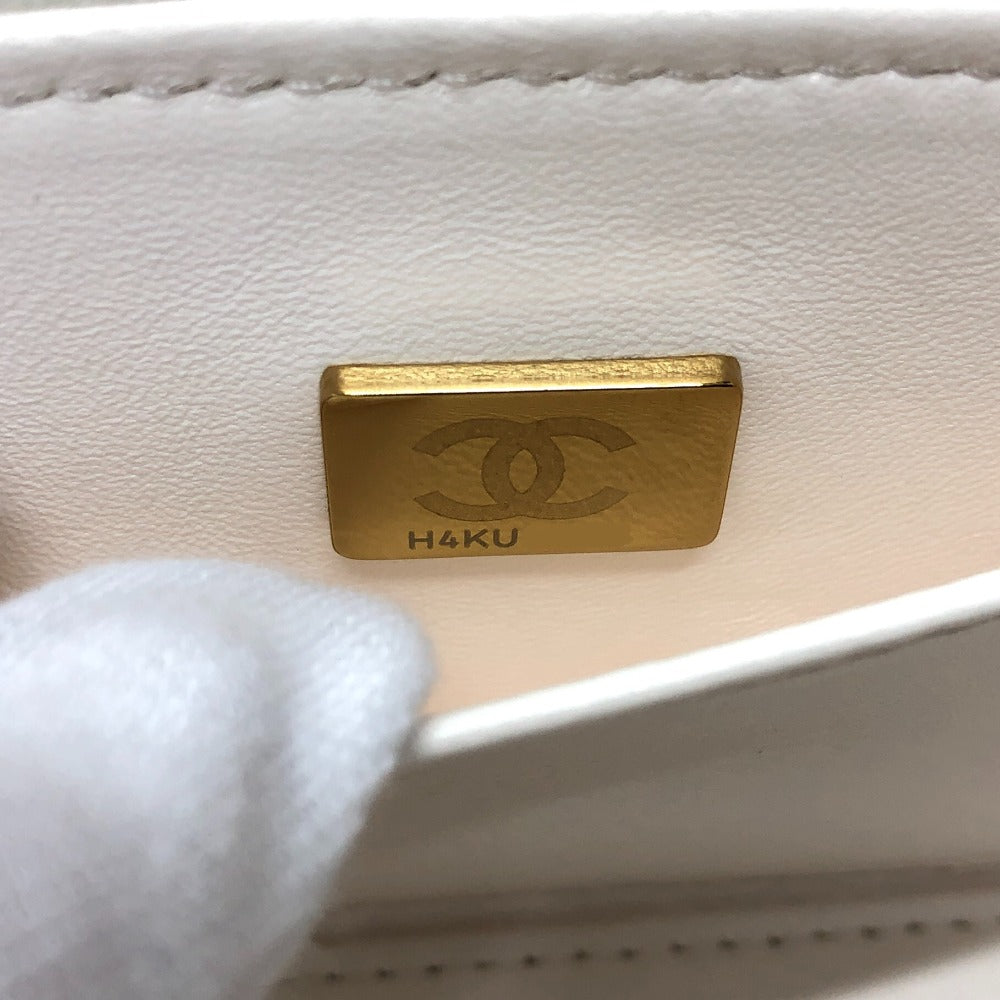 CHANEL AS3171 Coco Mark CC Vanity Bag, Chain Bag, 2-Way Handbag/Shoulder Bag, Caviar Skin, White, Women's