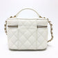 CHANEL AS3171 Coco Mark CC Vanity Bag, Chain Bag, 2-Way Handbag/Shoulder Bag, Caviar Skin, White, Women's
