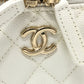 CHANEL AS3171 Coco Mark CC Vanity Bag, Chain Bag, 2-Way Handbag/Shoulder Bag, Caviar Skin, White, Women's
