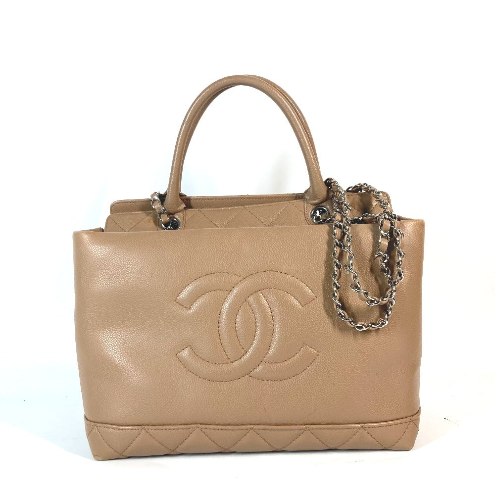 CHANEL CC ココマーク 2WAYバッグ カバン ショルダーバッグ 肩掛け トートバッグ キャビアスキン レディース ベージュ - brandshop-reference