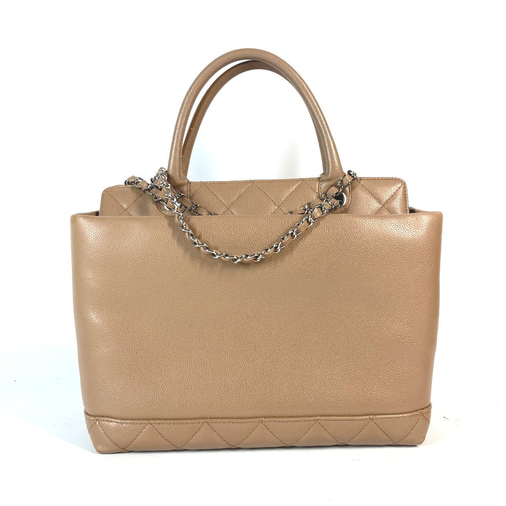CHANEL CC ココマーク 2WAYバッグ カバン ショルダーバッグ 肩掛け トートバッグ キャビアスキン レディース ベージュ - brandshop-reference