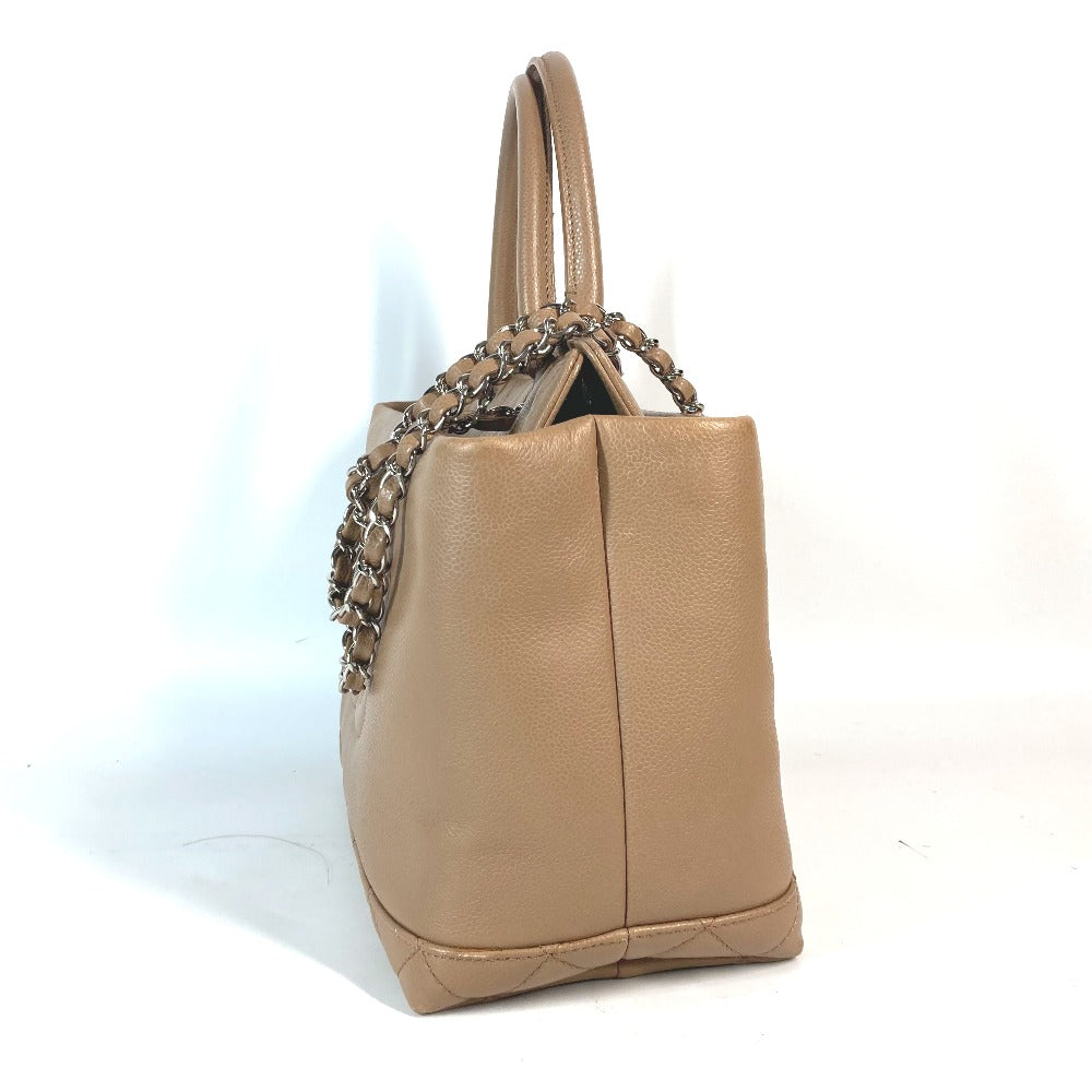 CHANEL CC ココマーク 2WAYバッグ カバン ショルダーバッグ 肩掛け トートバッグ キャビアスキン レディース ベージュ - brandshop-reference