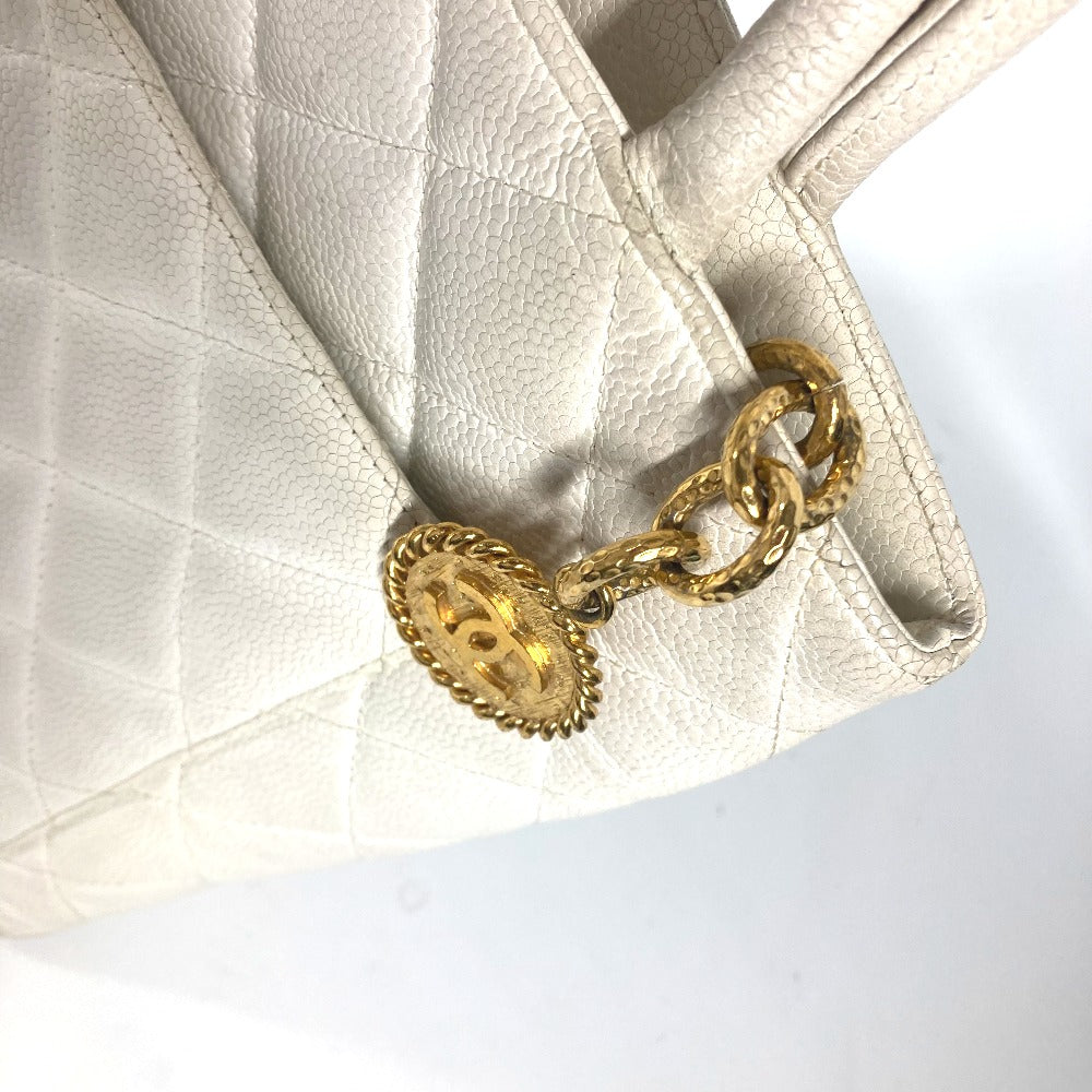 CHANEL A01804 キルティング マトラッセ CC ココマーク 復刻トート ショルダーバッグ 肩掛け カバン トートバッグ キャビアスキン レディース ホワイト - brandshop-reference