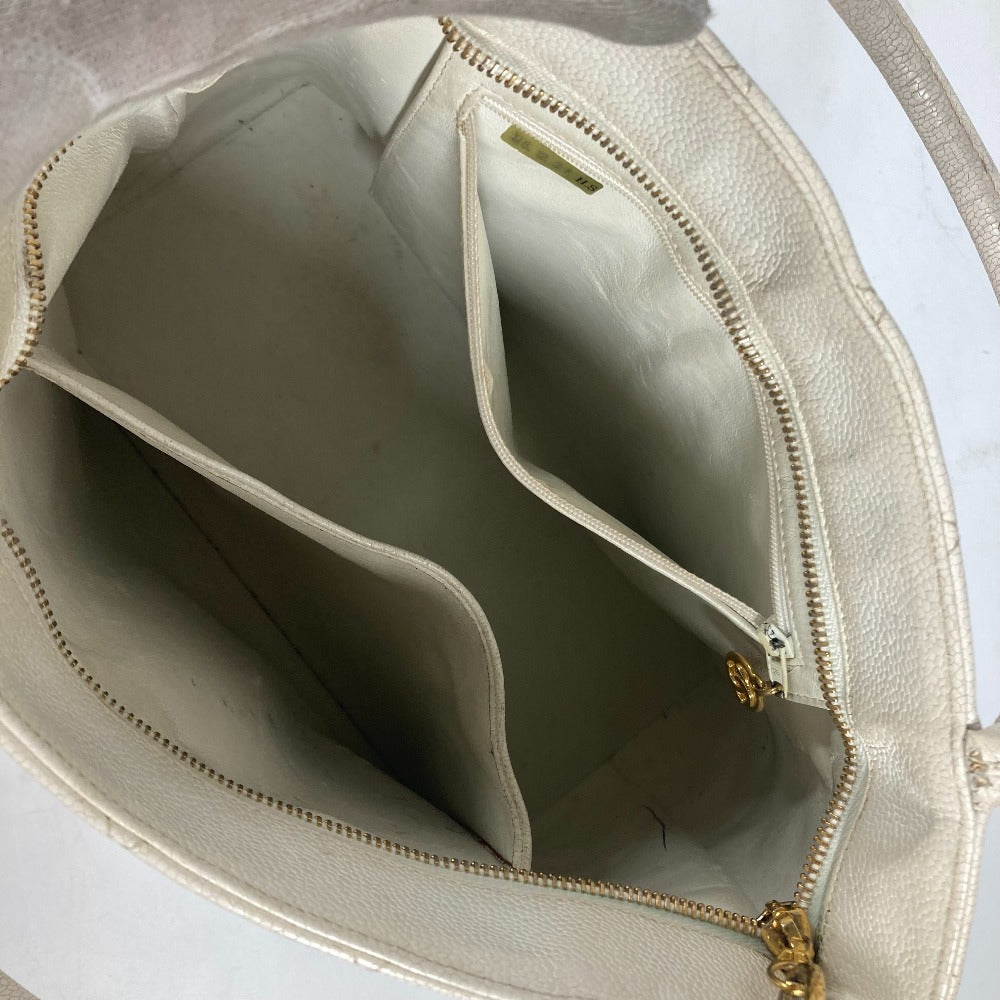 CHANEL A01804 キルティング マトラッセ CC ココマーク 復刻トート ショルダーバッグ 肩掛け カバン トートバッグ キャビアスキン レディース ホワイト - brandshop-reference
