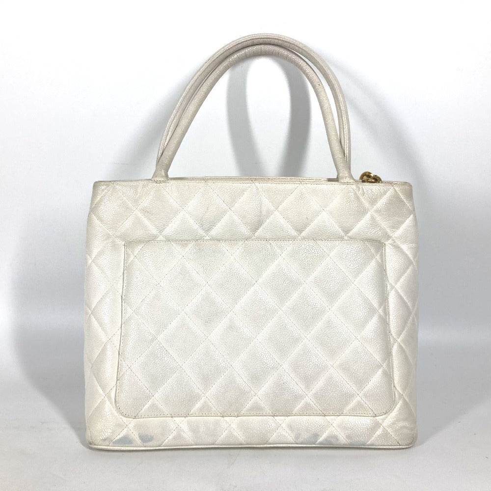 CHANEL A01804 キルティング マトラッセ CC ココマーク 復刻トート ショルダーバッグ 肩掛け カバン トートバッグ キャビアスキン レディース ホワイト - brandshop-reference