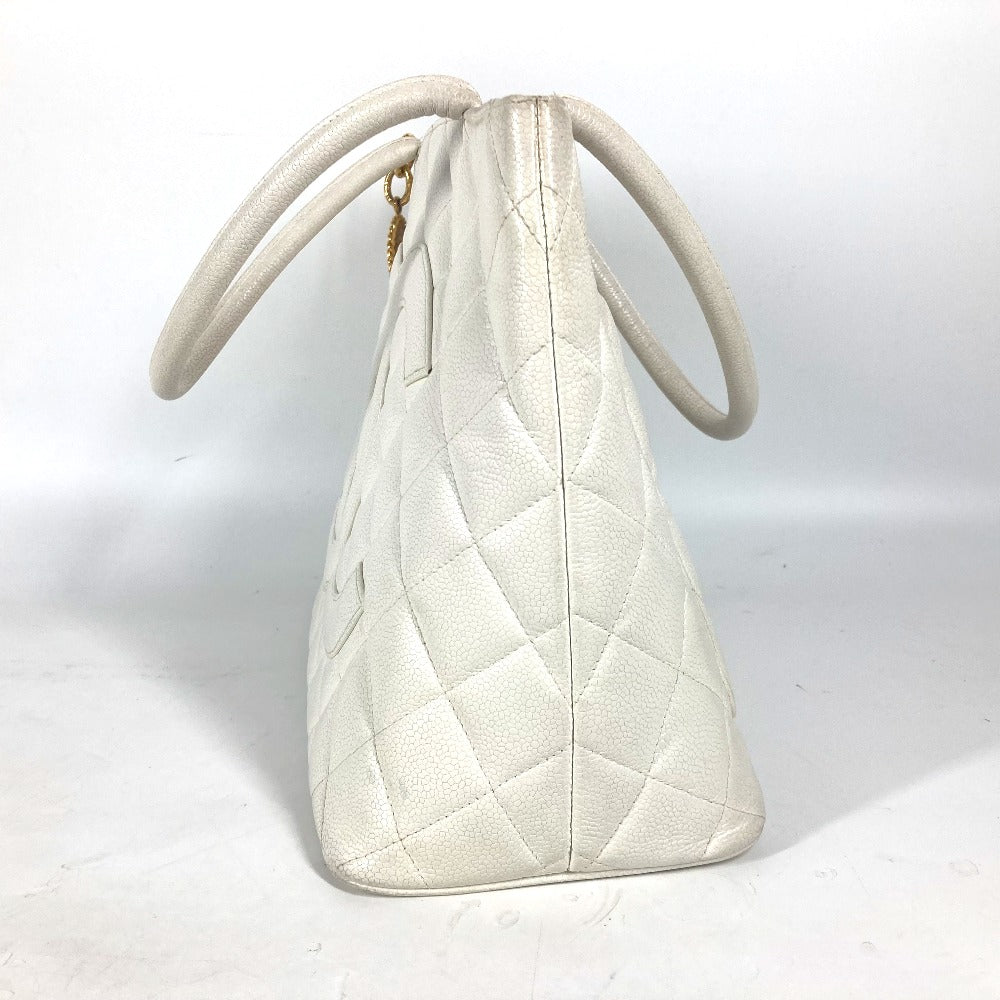 CHANEL A01804 キルティング マトラッセ CC ココマーク 復刻トート ショルダーバッグ 肩掛け カバン トートバッグ キャビアスキン レディース ホワイト - brandshop-reference