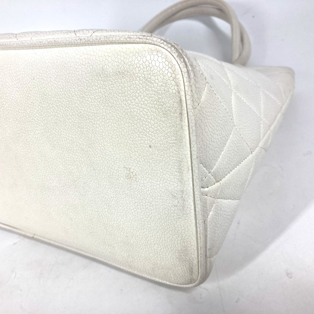CHANEL A01804 キルティング マトラッセ CC ココマーク 復刻トート ショルダーバッグ 肩掛け カバン トートバッグ キャビアスキン レディース ホワイト - brandshop-reference