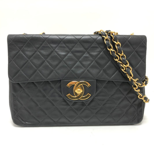 CHANEL A01094 マトラッセ ココマーク デカマトラッセ 34 Wチェーン 肩掛け 斜め掛け ショルダーバッグ ラムスキン レディース ブラック