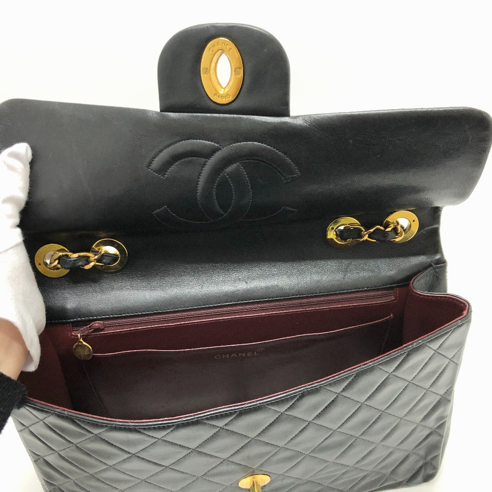 CHANEL A01094 マトラッセ ココマーク デカマトラッセ 34 Wチェーン 肩掛け 斜め掛け ショルダーバッグ ラムスキン レディース ブラック
