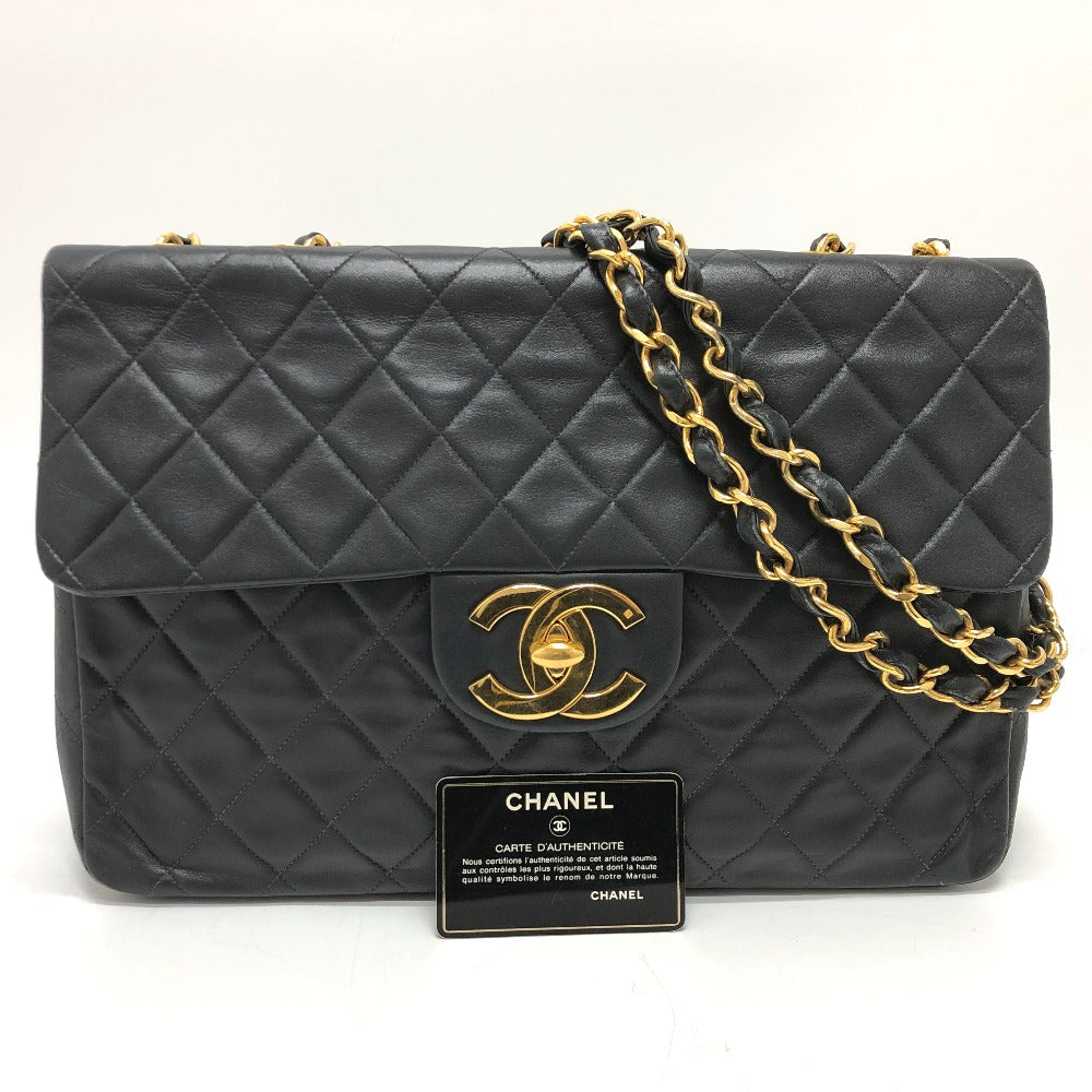 CHANEL A01094 マトラッセ ココマーク デカマトラッセ 34 Wチェーン 肩掛け 斜め掛け ショルダーバッグ ラムスキン レディース ブラック