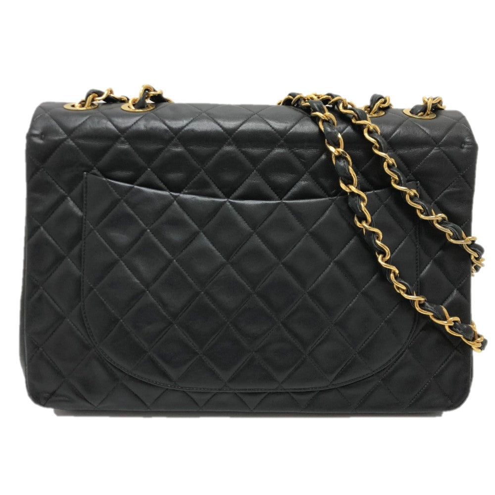 CHANEL A01094 マトラッセ ココマーク デカマトラッセ 34 Wチェーン 肩掛け 斜め掛け ショルダーバッグ ラムスキン レディース ブラック