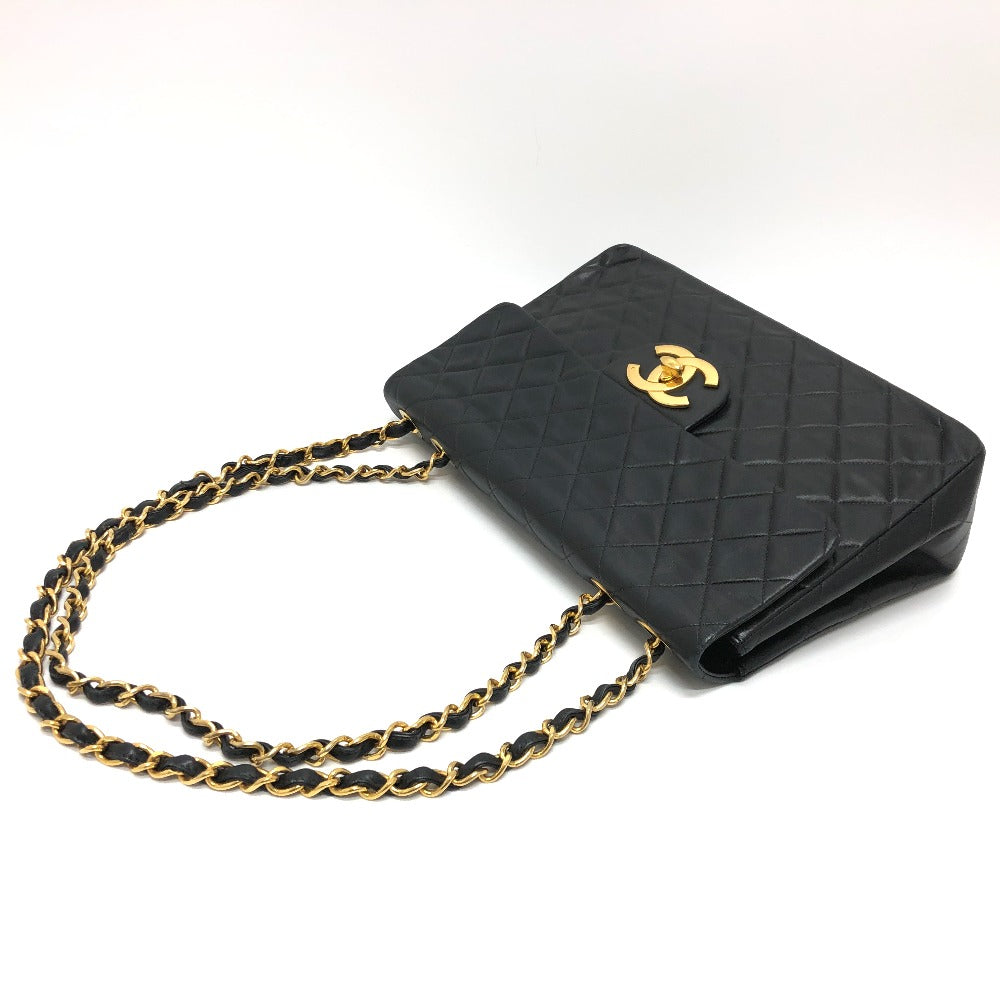 CHANEL A01094 マトラッセ ココマーク デカマトラッセ 34 Wチェーン 肩掛け 斜め掛け ショルダーバッグ ラムスキン レディース ブラック
