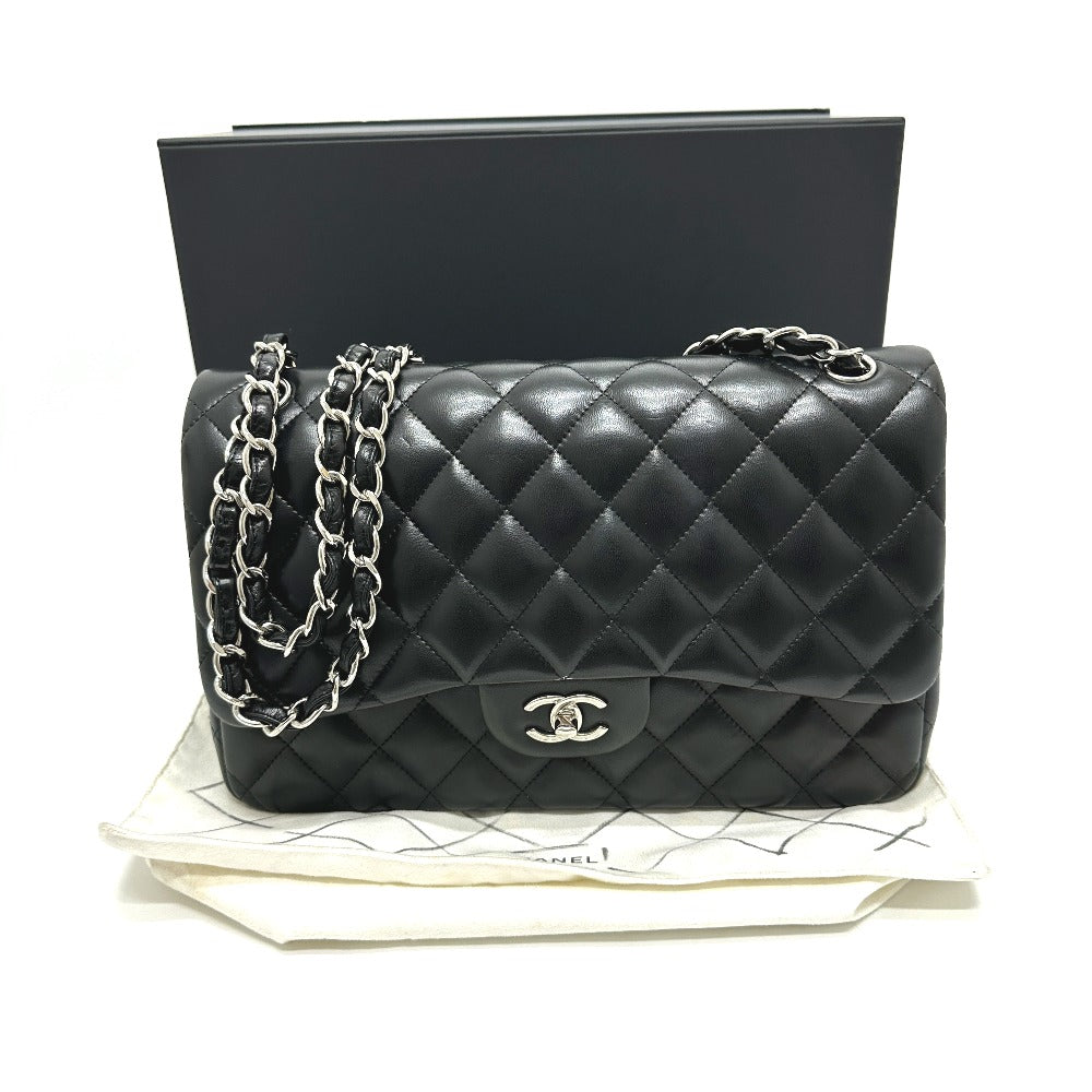 CHANEL A58600 マトラッセ30 Wフラップ Wチェーン 肩掛け 斜め掛け カバン ショルダーバッグ ラムスキン レディース ブラック