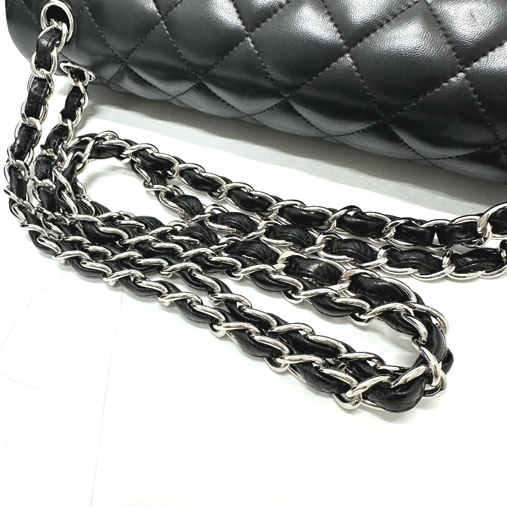 CHANEL A58600 マトラッセ30 Wフラップ Wチェーン 肩掛け 斜め掛け カバン ショルダーバッグ ラムスキン レディース ブラック