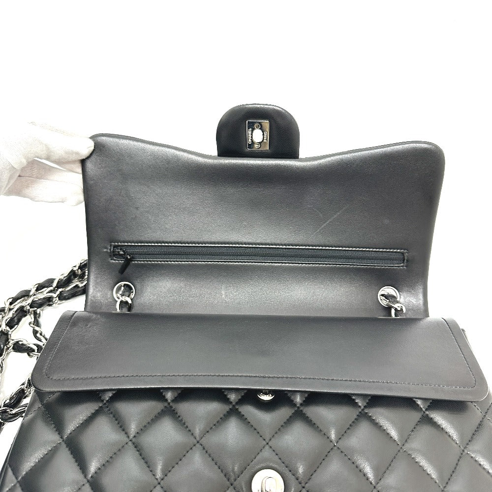 CHANEL A58600 マトラッセ30 Wフラップ Wチェーン 肩掛け 斜め掛け カバン ショルダーバッグ ラムスキン レディース ブラック