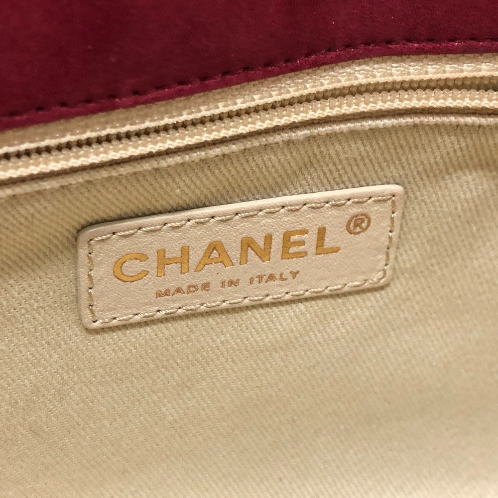 CHANEL Matelasse Coco Mark Matelasse 30 Double Chain Shoulder Bag in Coated Leather, Women's, Red