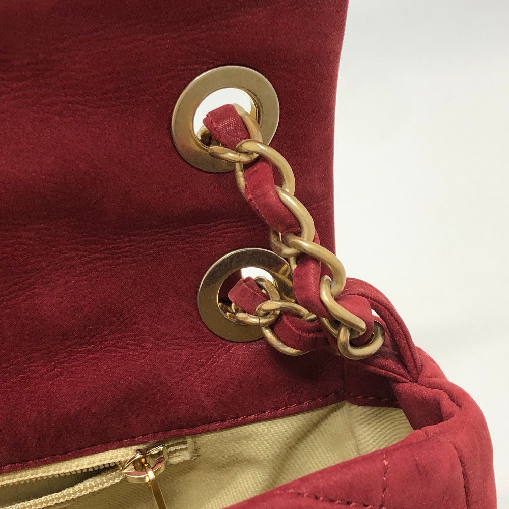 CHANEL Matelasse Coco Mark Matelasse 30 Double Chain Shoulder Bag in Coated Leather, Women's, Red
