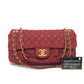 CHANEL Matelasse Coco Mark Matelasse 30 Double Chain Shoulder Bag in Coated Leather, Women's, Red