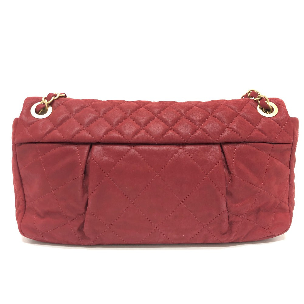 CHANEL Matelasse Coco Mark Matelasse 30 Double Chain Shoulder Bag in Coated Leather, Women's, Red