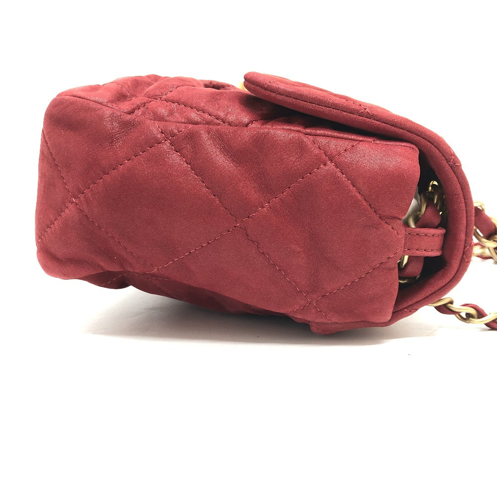 CHANEL Matelasse Coco Mark Matelasse 30 Double Chain Shoulder Bag in Coated Leather, Women's, Red