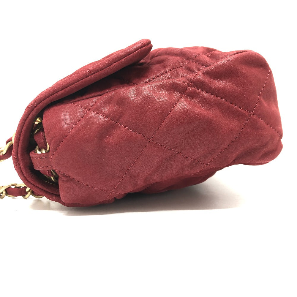 CHANEL Matelasse Coco Mark Matelasse 30 Double Chain Shoulder Bag in Coated Leather, Women's, Red