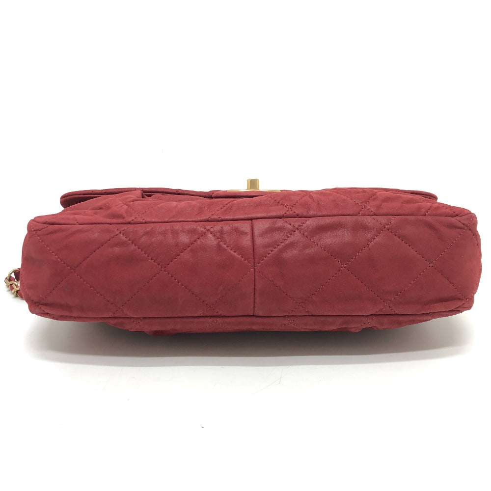 CHANEL Matelasse Coco Mark Matelasse 30 Double Chain Shoulder Bag in Coated Leather, Women's, Red