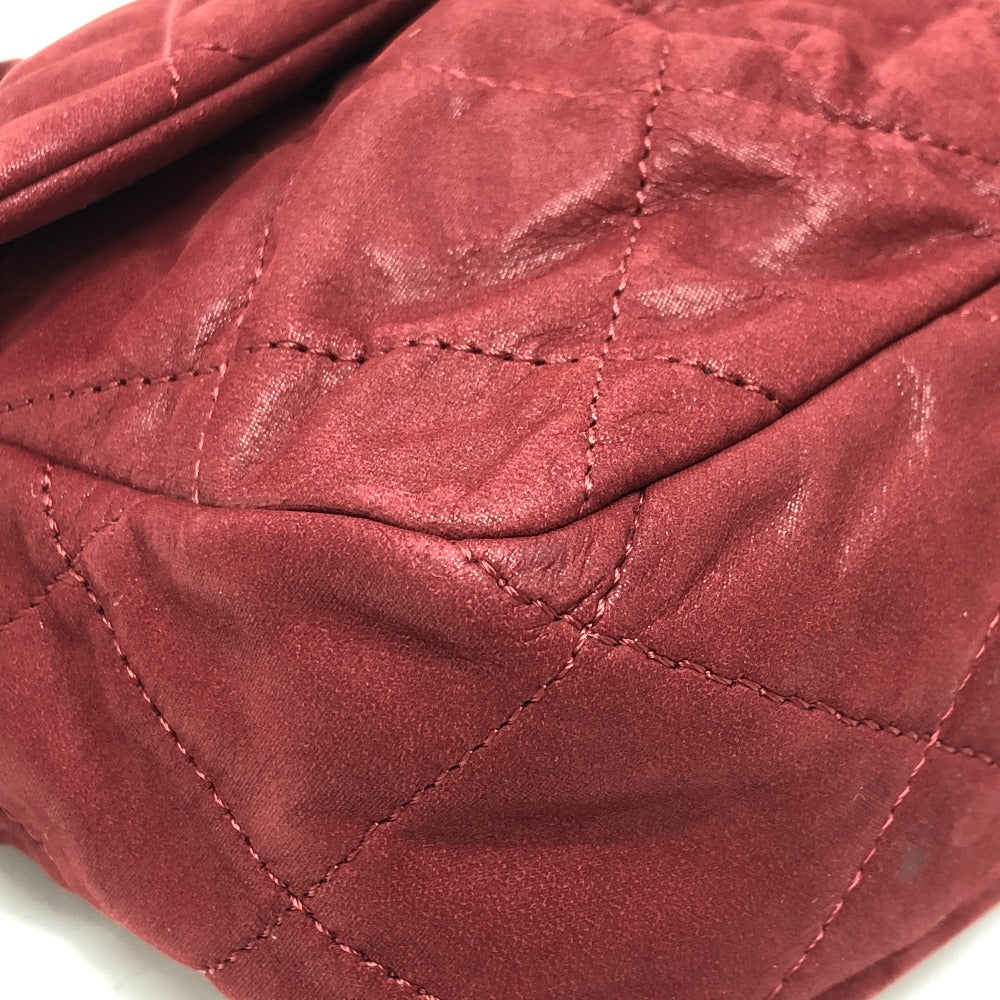 CHANEL Matelasse Coco Mark Matelasse 30 Double Chain Shoulder Bag in Coated Leather, Women's, Red