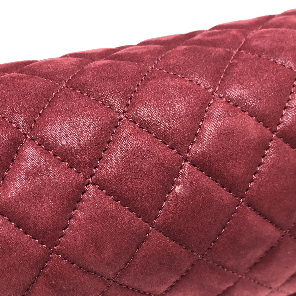 CHANEL Matelasse Coco Mark Matelasse 30 Double Chain Shoulder Bag in Coated Leather, Women's, Red