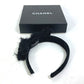CHANEL 14K Ribbon CC Coco Mark Hairband Headband Tweed Women's Black