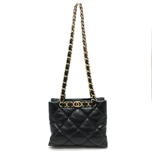 CHANEL AS3502 ココマーク CC マトラッセ スモールショッピングバッグ チェーンバッグ 肩掛け ショルダー ショルダーバッグ ラムスキン レディース ブラック