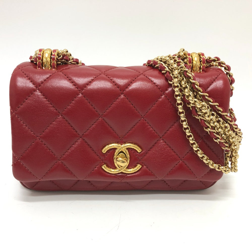 CHANEL マトラッセ ココマーク ミニマトラッセ マトラッセミニ マトラッセ20 マトラッセ 20 3チェーン カバン 斜め掛け ショルダーバッグ ラムスキン レディース レッド