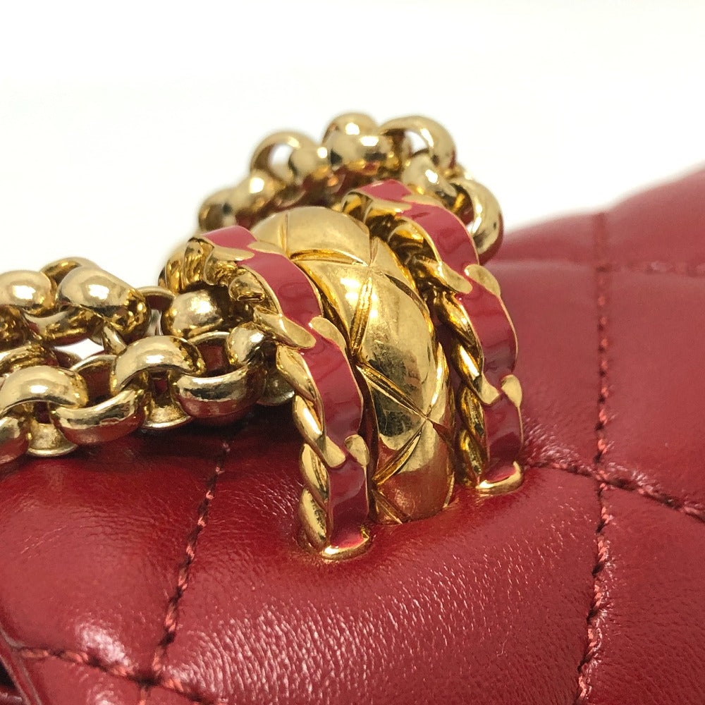 CHANEL マトラッセ ココマーク ミニマトラッセ マトラッセミニ マトラッセ20 マトラッセ 20 3チェーン カバン 斜め掛け ショルダーバッグ ラムスキン レディース レッド