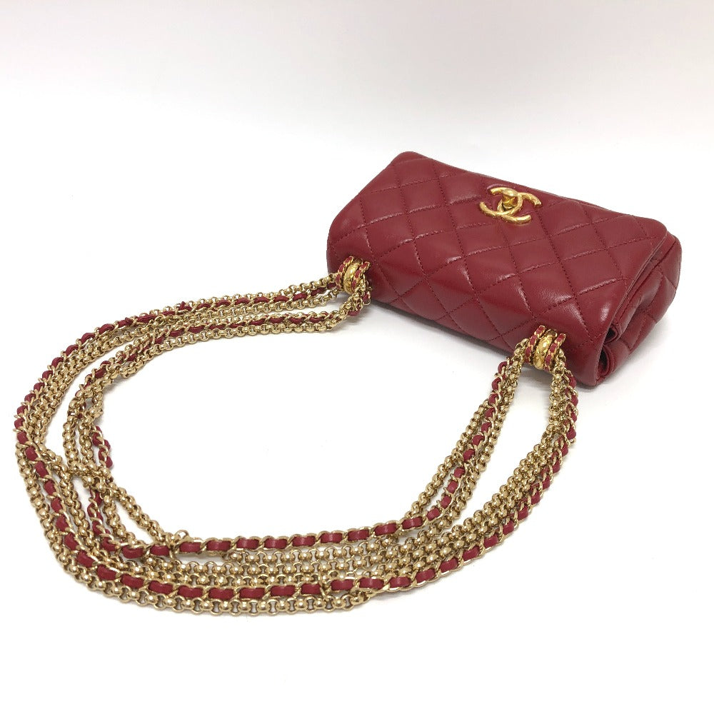 CHANEL マトラッセ ココマーク ミニマトラッセ マトラッセミニ マトラッセ20 マトラッセ 20 3チェーン カバン 斜め掛け ショルダーバッグ ラムスキン レディース レッド