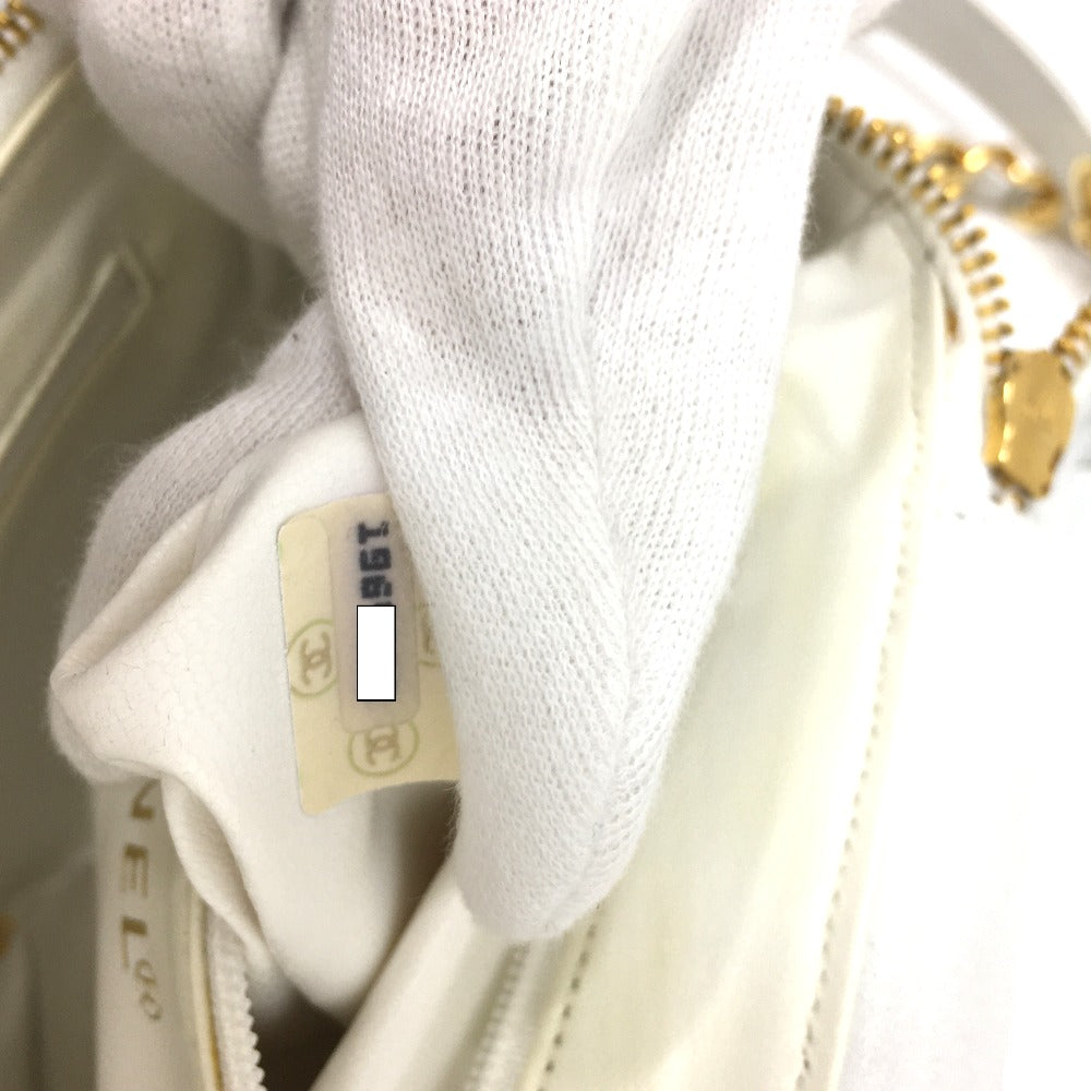 CHANEL CC Coco Mark Matelasse Vanity Shoulder Bag in Lambskin, White