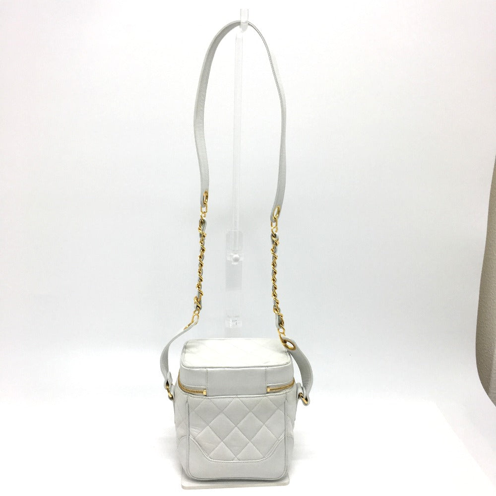 CHANEL CC Coco Mark Matelasse Vanity Shoulder Bag in Lambskin, White