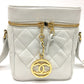 CHANEL CC Coco Mark Matelasse Vanity Shoulder Bag in Lambskin, White