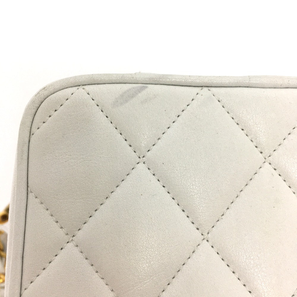 CHANEL CC Coco Mark Matelasse Vanity Shoulder Bag in Lambskin, White