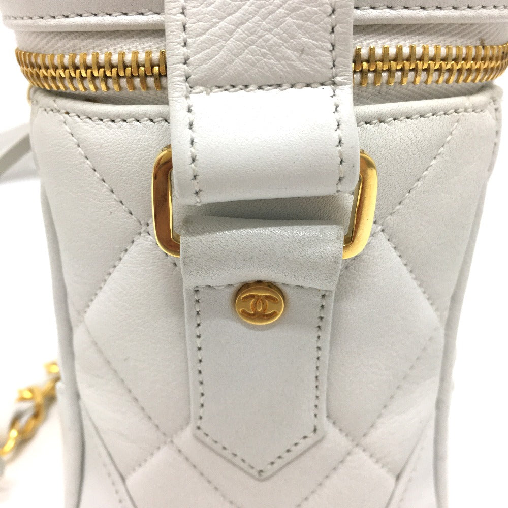 CHANEL CC Coco Mark Matelasse Vanity Shoulder Bag in Lambskin, White
