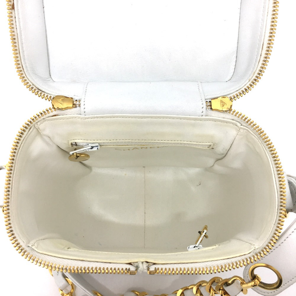 CHANEL CC Coco Mark Matelasse Vanity Shoulder Bag in Lambskin, White